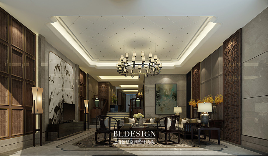 府西雅苑·新中式別墅設計-別墅客廳