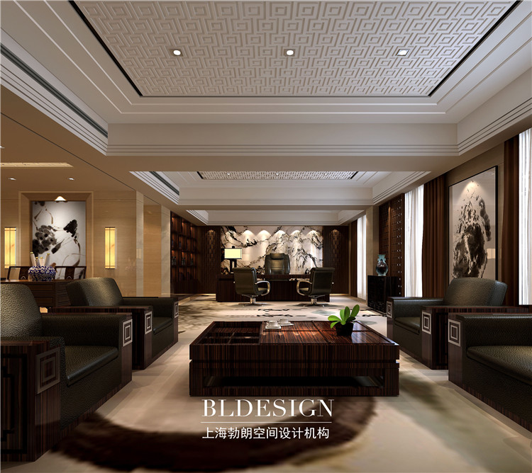 河南龍澤置業(yè)現(xiàn)代中式經(jīng)理辦公室設(shè)計(jì)方案