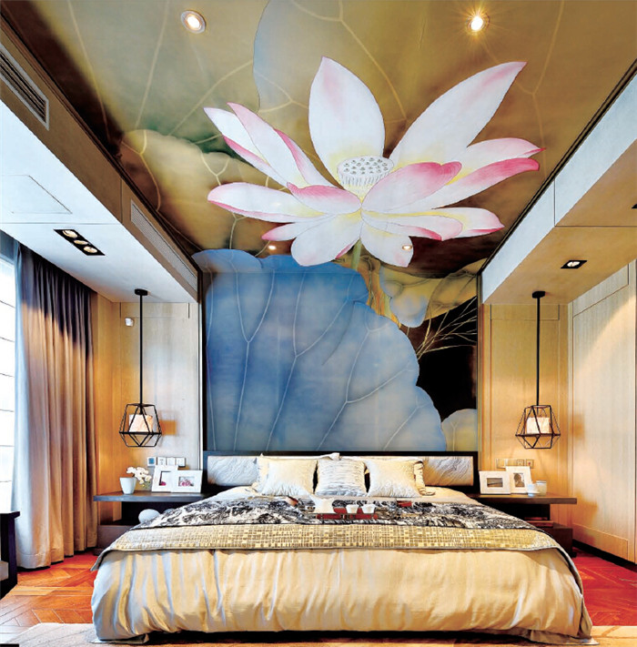 新中式別墅主臥設(shè)計(jì)效果圖