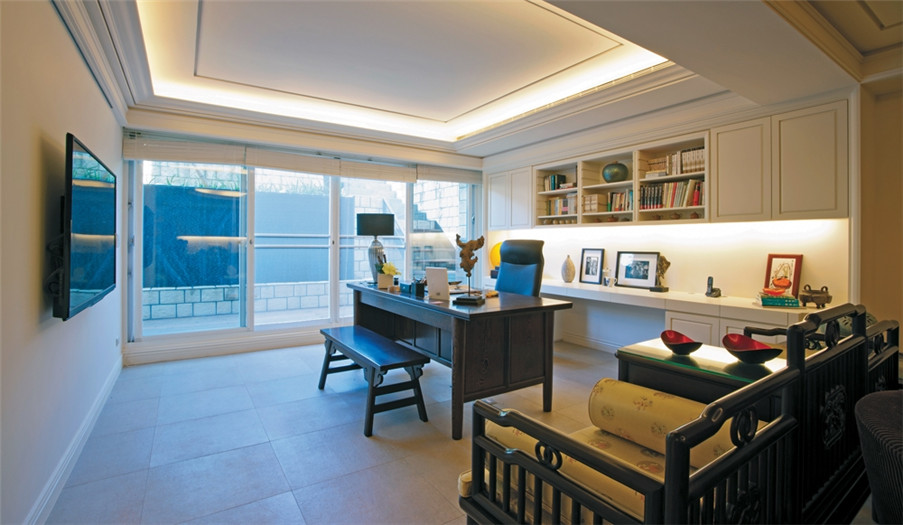 山水怡居·歐式新古典復(fù)式別墅書房設(shè)計效果圖