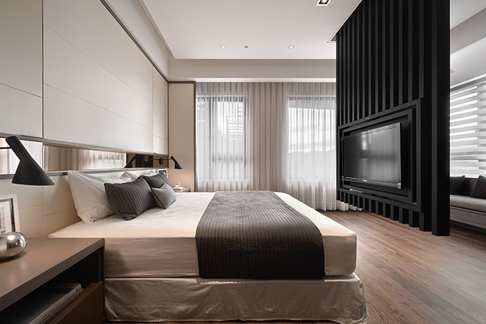 黑白灰色系別墅臥室設計方案