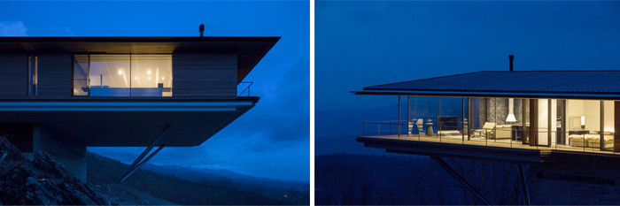 山巔豪宅建筑設計夜景圖