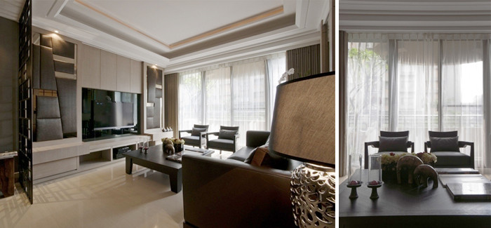 現(xiàn)代中式別墅客廳設計效果圖