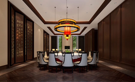 平頂山葉縣賓館新中式餐廳設計效果圖