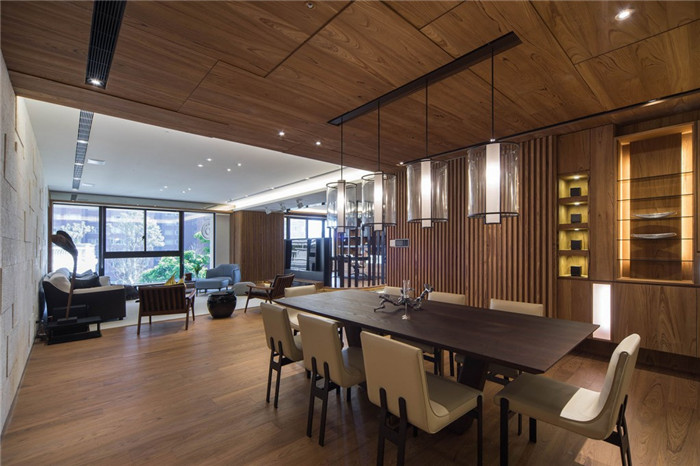 開放式別墅客廳餐廳設計