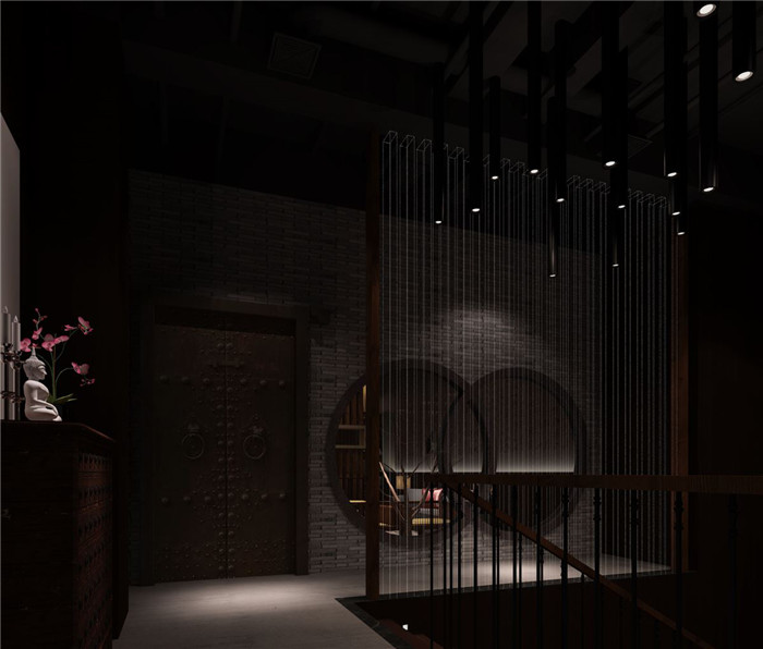 中式會(huì)所樓梯間設(shè)計(jì)