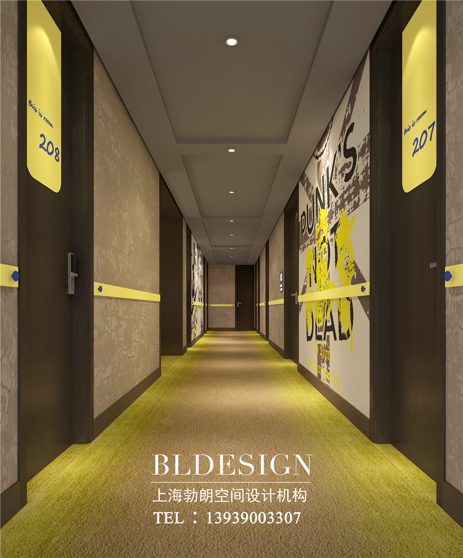 鄭州青楓白露潮牌酒店客房走廊設(shè)計效果圖