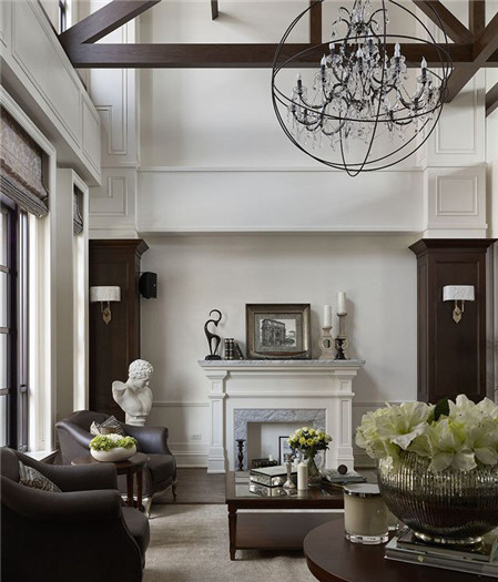 信陽大器美式別墅樣板間壁爐裝修設(shè)計方案