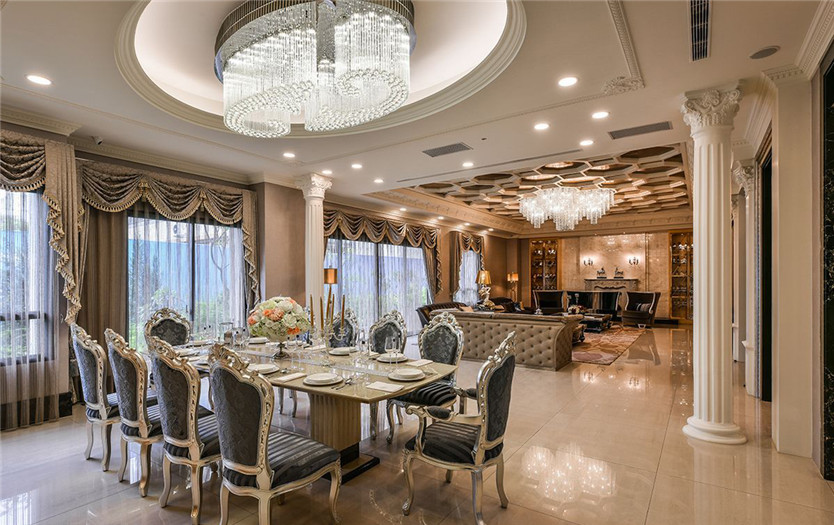 別墅樣板間餐廳設計-周口古典奢華美宅樣板房裝修設計方案