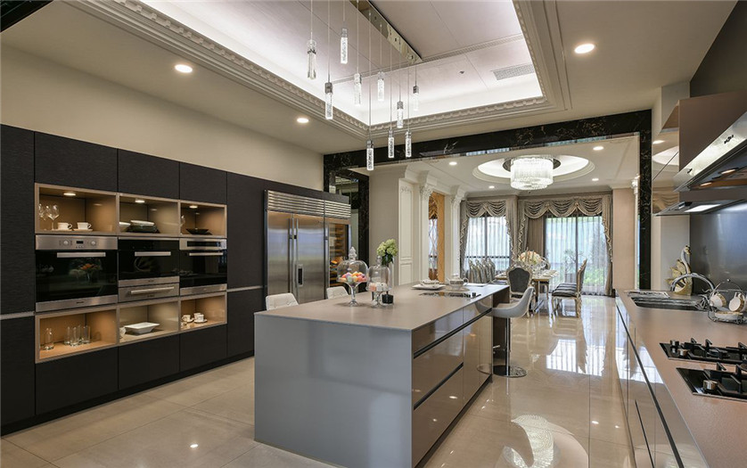 別墅樣板間廚房設計-周口古典奢華美宅樣板房裝修設計方案