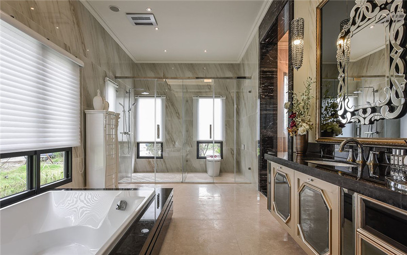 別墅樣板間衛(wèi)生間設計-周口古典奢華美宅樣板房裝修設計方案