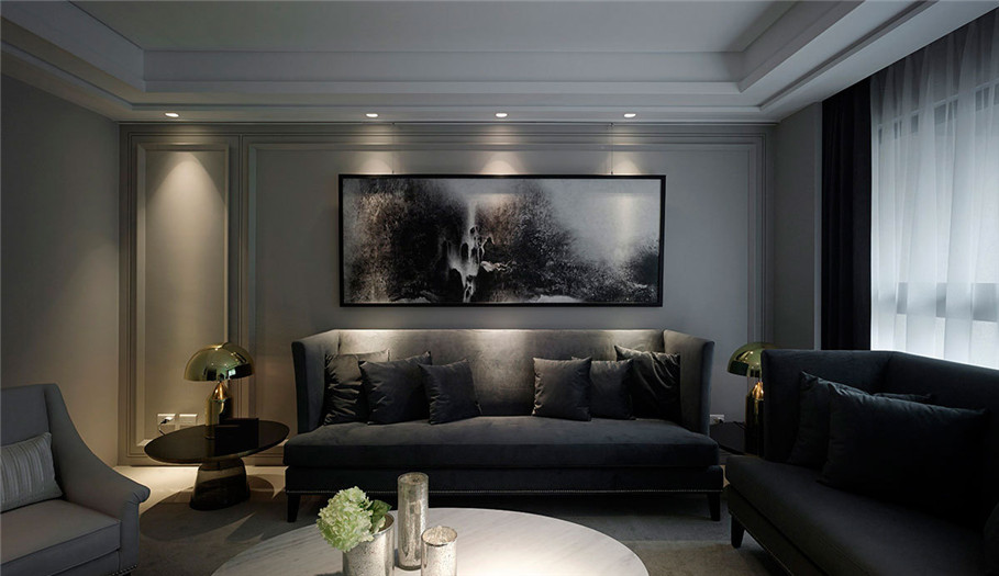 漯河一品花園輕古典現(xiàn)代風(fēng)樣板間裝修設(shè)計(jì)方案-樣板間客廳