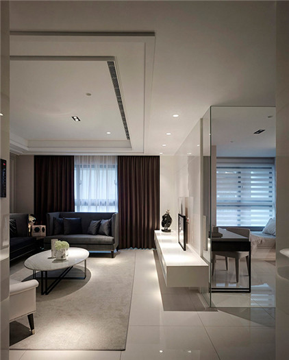 漯河一品花園輕古典現(xiàn)代風(fēng)樣板間裝修設(shè)計(jì)方案-樣板間客廳