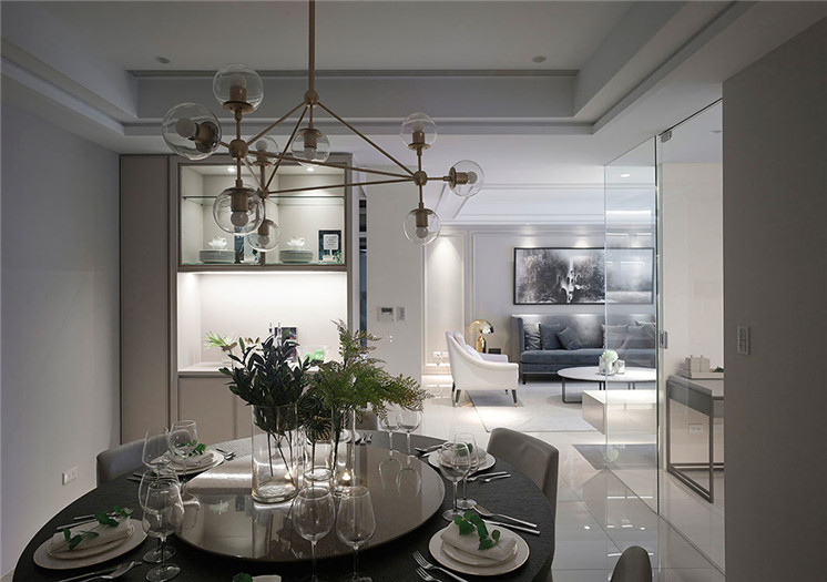 漯河一品花園輕古典現(xiàn)代風(fēng)樣板間裝修設(shè)計(jì)方案-樣板間餐廳
