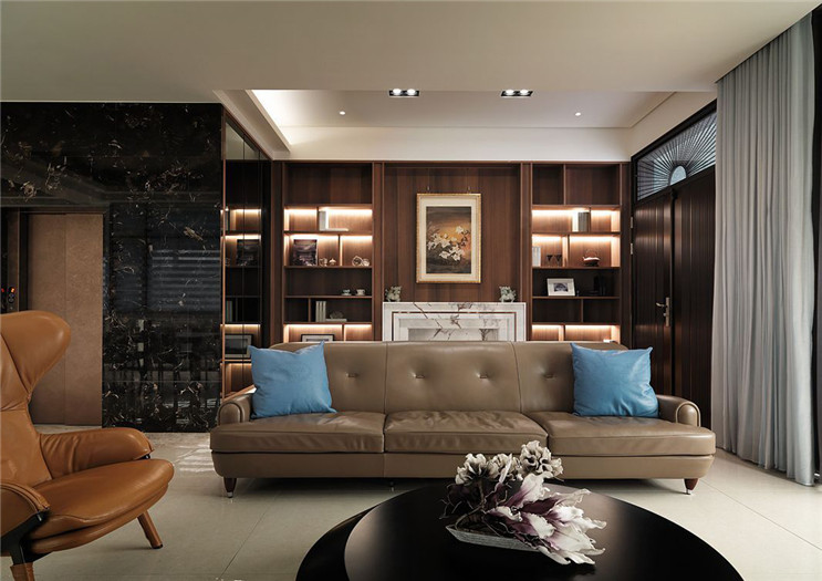 四世同堂   五層獨(dú)棟大家族東方情懷別墅設(shè)計(jì)案例-客廳設(shè)計(jì)