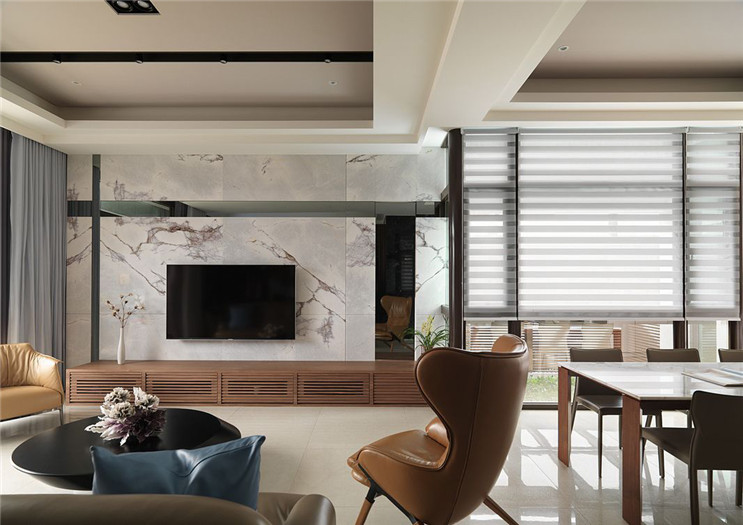 四世同堂   五層獨(dú)棟大家族東方情懷別墅設(shè)計(jì)案例-電視背景墻設(shè)計(jì)