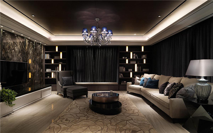 中西合璧的奢華風(fēng)別墅客廳裝修設(shè)計(jì)圖