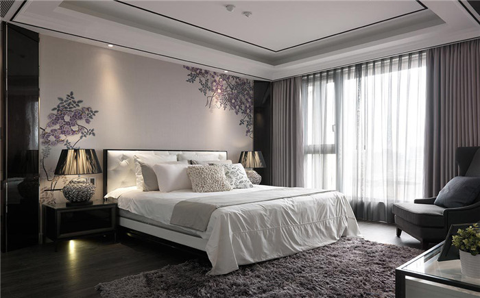 中式典雅別墅主臥設(shè)計(jì)效果圖