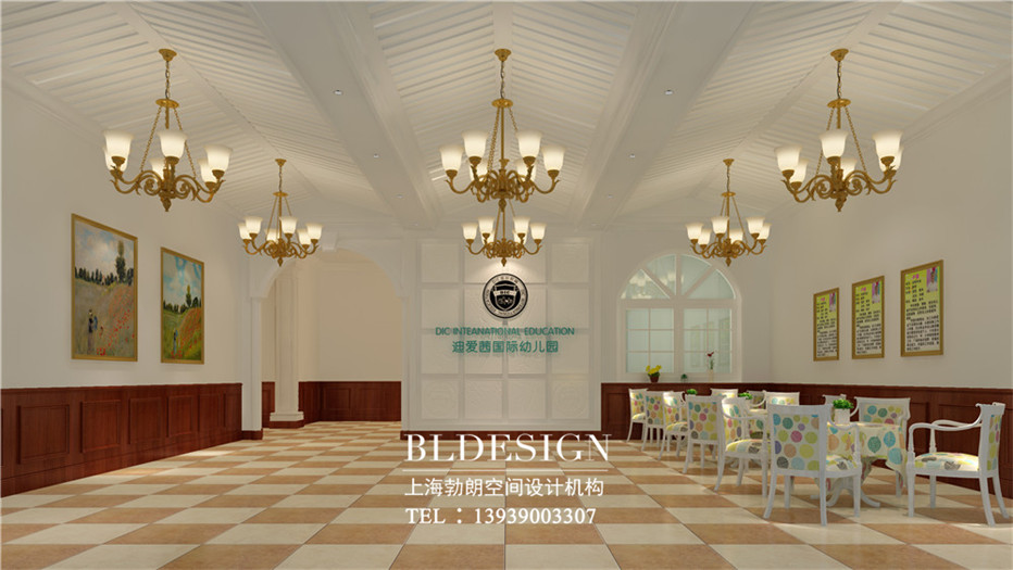 新鄭迪愛茜國際貴族雙語幼兒園接待大廳設計效果圖