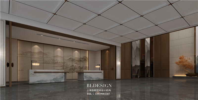 德銀三星級酒店大堂吧臺改造裝修案例效果圖