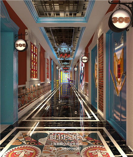 鄭州鞏義唐會潮會所星空主題KTV走廊設(shè)計案例效果圖