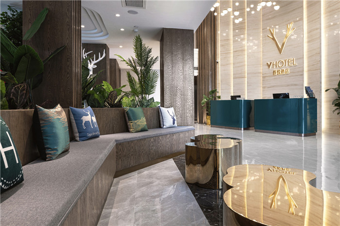 廣州現(xiàn)代輕奢風鹿和森林主題公寓酒店大堂設(shè)計方案