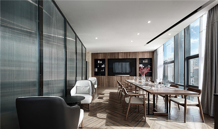 針對高端商務(wù)人群的簡約復古風咖啡廳設(shè)計案例