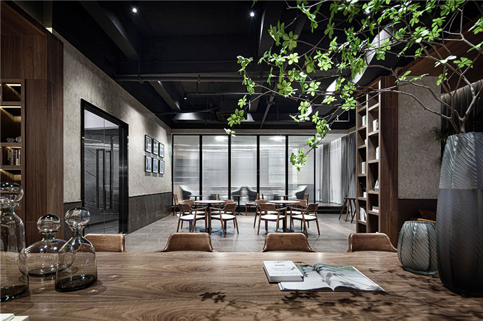 針對高端商務(wù)人群的簡約復古風咖啡廳設(shè)計案例