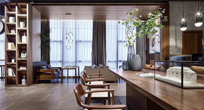 針對高端商務(wù)人群的簡約復古風咖啡廳設(shè)計案例