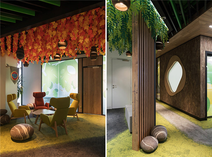 河南知名設計公司分享創(chuàng)意森林主題網絡公司辦公室裝修