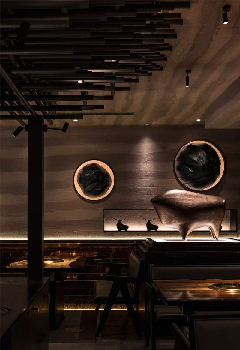 黑牛特色韓式烤肉店裝修設(shè)計(jì)案例